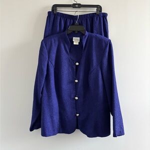 VTG Victoria Morgan Skirt Suit Jacket Set Purple Textured Women 20W Formal USA